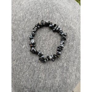 Snowflake Obsidian Chipped Bracelet